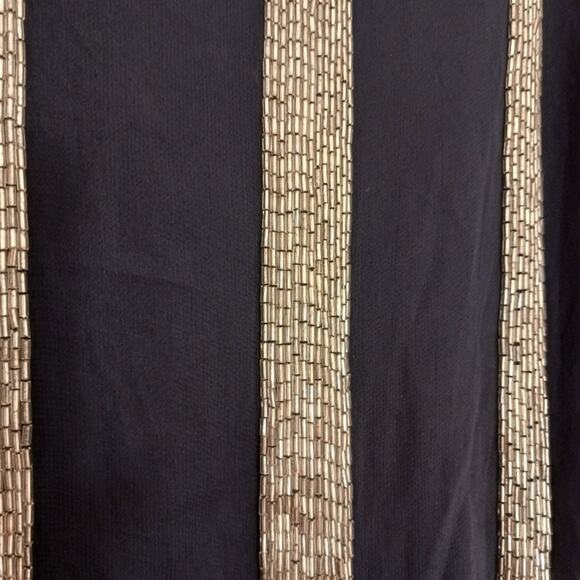 Alice + Olivia SILK Blouse Beaded Sz XS DARK BLUE Boxy Short Flowy Cocktail - Picture 9 of 15